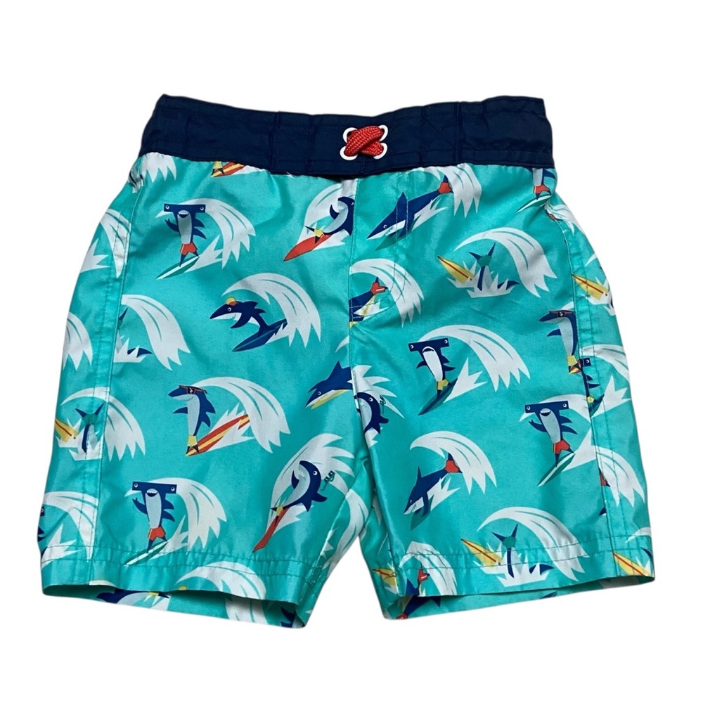 Cat & Jack Shark Teal and Navy Swim Shorts